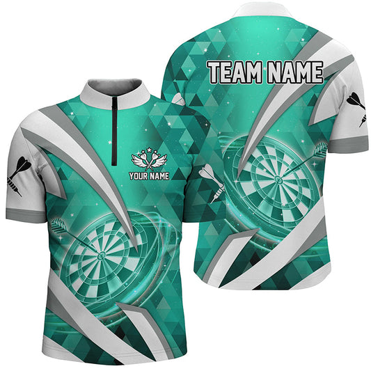 Türkises Dartboard Dart Herren Shirt mit Viertelreißverschluss, Dart Team Liga Shirt TDM1441