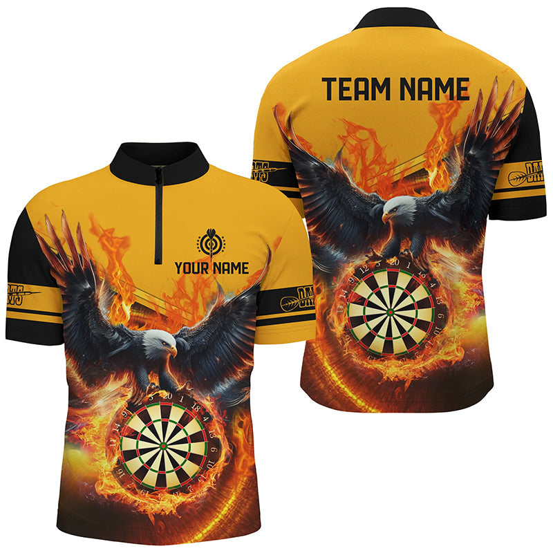 Individuelles Adler fliegt über Dartboard Feuer Herren Shirt mit Viertelreißverschluss, Dart Trikot TDM1293