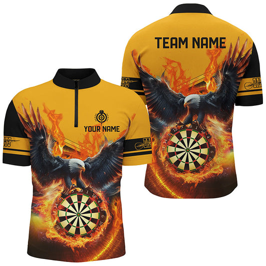 Individuelles Adler fliegt über Dartboard Feuer Herren Shirt mit Viertelreißverschluss, Dart Trikot TDM1293