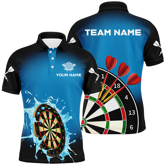Individuelles Dartbrett Im Spritzenden Wasser Blau Herren Poloshirt, Lustige Dart Team Shirts TDM1373
