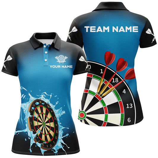 Individuelles Dartbrett Im Spritzenden Wasser Blau Herren Poloshirt, Lustige Dart Team Shirts TDM1373