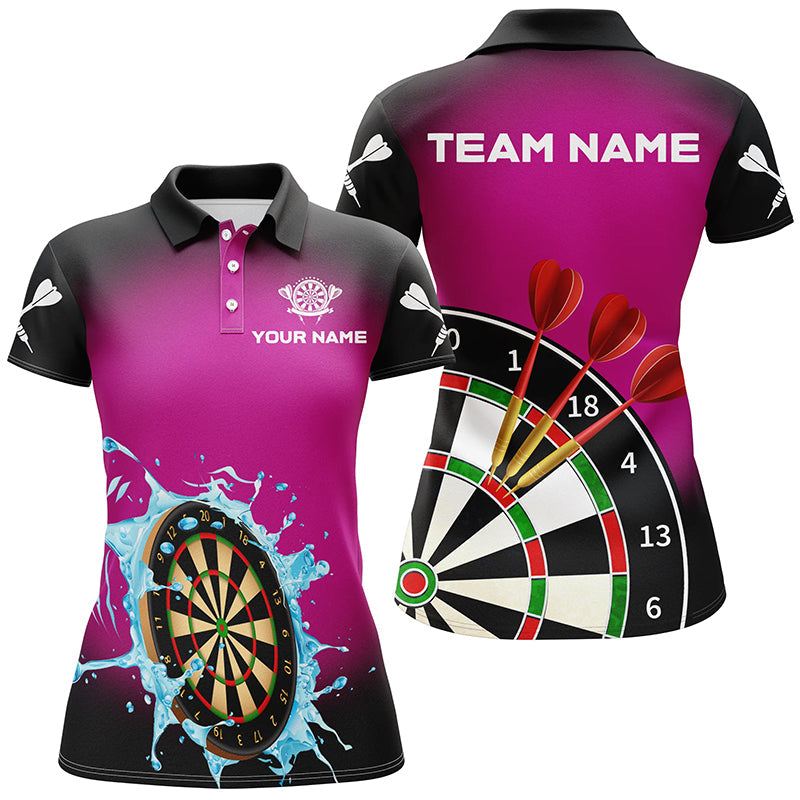 Individuelles Dartbrett Im Spritzenden Wasser Pink Herren Poloshirt, Lustige Dart Team Shirts TDM1374