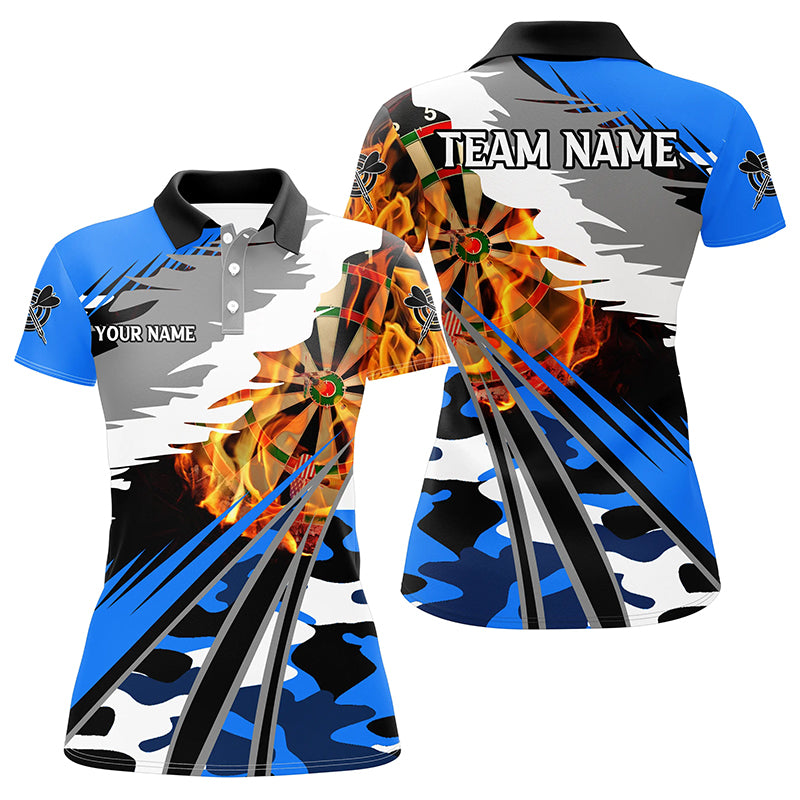 Individuelles Dartboard Feuer Dart Poloshirt für Herren, Blaues Dart Trikot Kleidung Für Team TDM1194