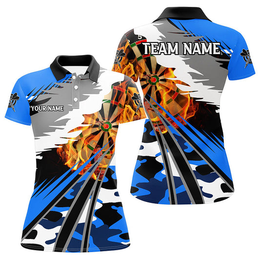 Individuelles Dartboard Feuer Dart Poloshirt für Herren, Blaues Dart Trikot Kleidung Für Team TDM1194