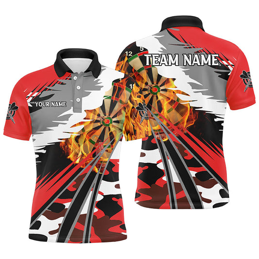 Individuelles Dartboard Feuer Dart Poloshirt für Herren, Rotes Dart Trikot Kleidung Für Team TDM1195