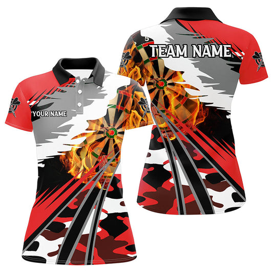 Individuelles Dartboard Feuer Dart Poloshirt für Herren, Rotes Dart Trikot Kleidung Für Team TDM1195