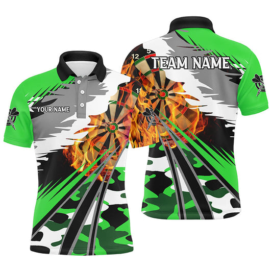 Individuelles Dartboard Feuer Dart Poloshirt für Herren, Grünes Dart Trikot Kleidung Für Team TDM1196