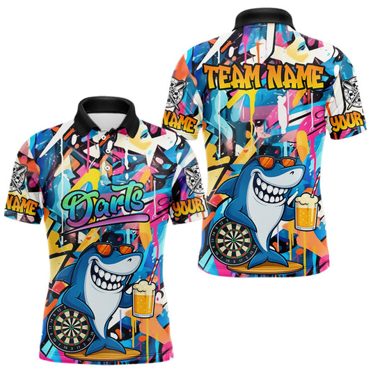Individuelles Lustiges Hai Graffiti Dart Poloshirt für Herren – Team Dart Trikot TDM3849