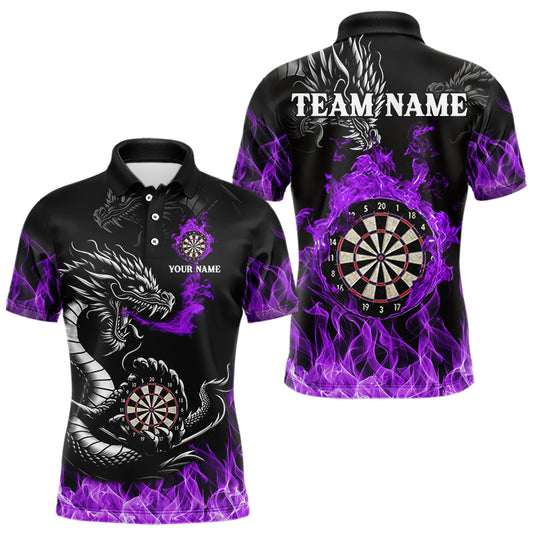 Personalisierte Lila Flaming-Dragon Dartshirts Für Herren – Teamtrikot Polo & 1/4 Zip TDM4309