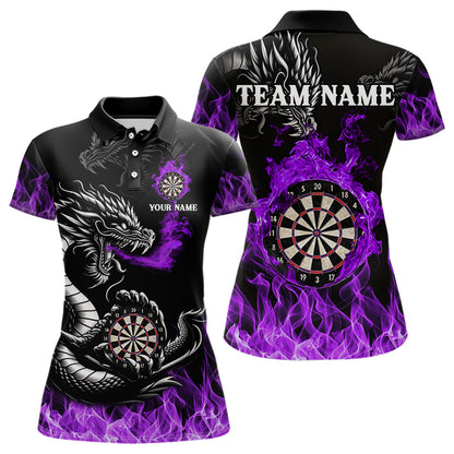 Personalisierte Lila Flaming-Dragon Dartshirts Für Damen – Teamtrikot Polo & 1/4 Zip TDM4309