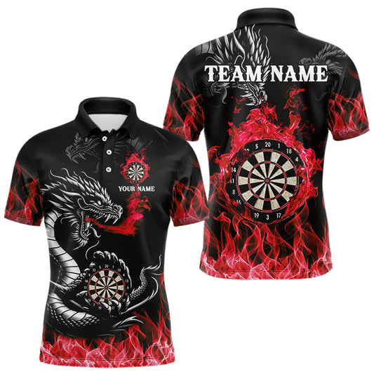 Personalisierte Rote Flaming-Dragon Dartshirts Für Herren – Teamtrikot Polo & 1/4 Zip TDM4310