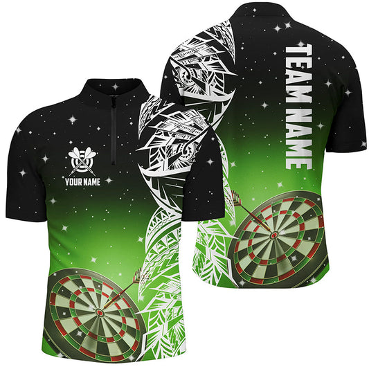 Individuelles Dartboard Grün Version Herren Shirt mit Viertelreißverschluss, Dart Liga Trikot TDM1200