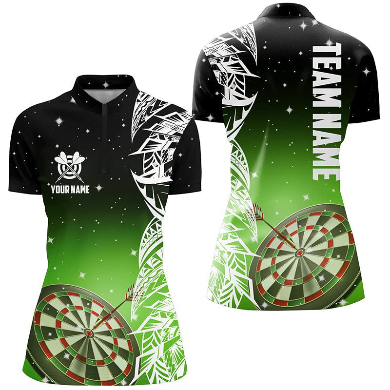 Individuelles Dart Board grüne Version Damen Quarter Zip Shirt, Dart Liga Trikots, Dart Teamtrikot TDM1200