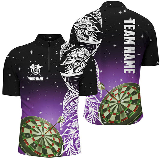Individuelles Dartboard Lila Version Herren Shirt mit Viertelreißverschluss, Dart Trikot TDM1203