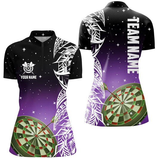 Individuelles Dart Board lila Version Damen Quarter Zip Shirt, Dart Liga Trikots, Dart Teamtrikot TDM1203