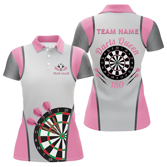 Individuelles Rosa Darts King 180 Damen Poloshirt, Beste Dart Trikot Team Shirts TDM1402