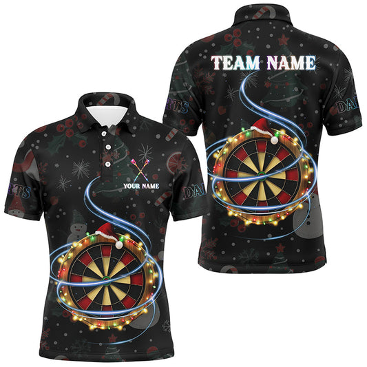 Individuelles Weihnachts-Dartbrett-Dart-Poloshirt für Herren, Weihnachts-Darttrikots TDM2949
