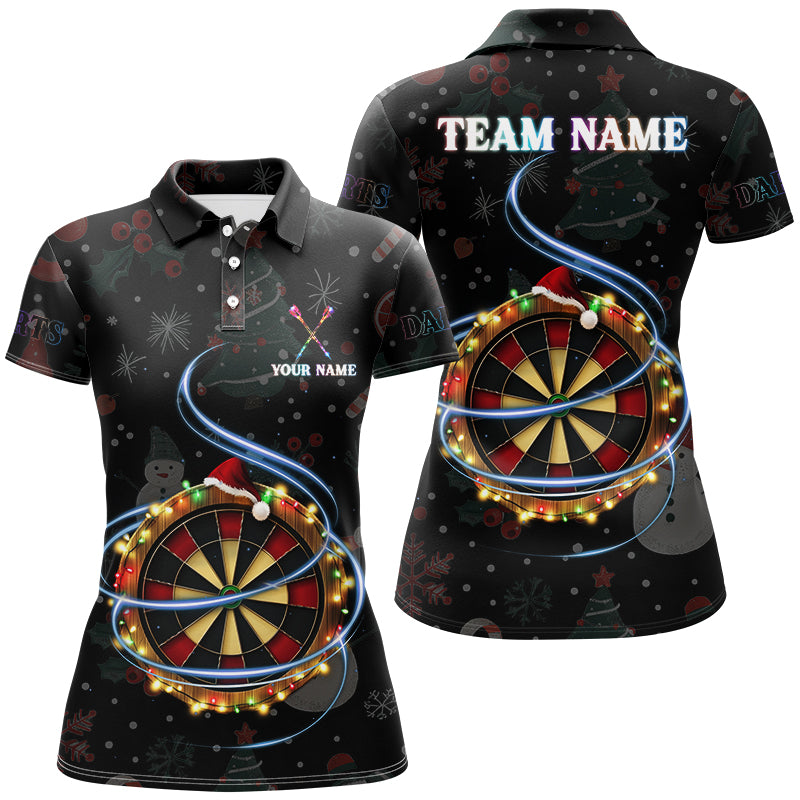 Individuelles Weihnachts Dartboard Dart Poloshirt für Damen, Xmas Dart Trikots TDM2949