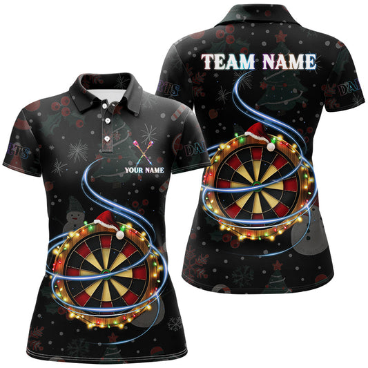 Individuelles Weihnachts Dartboard Dart Poloshirt für Damen, Xmas Dart Trikots TDM2949