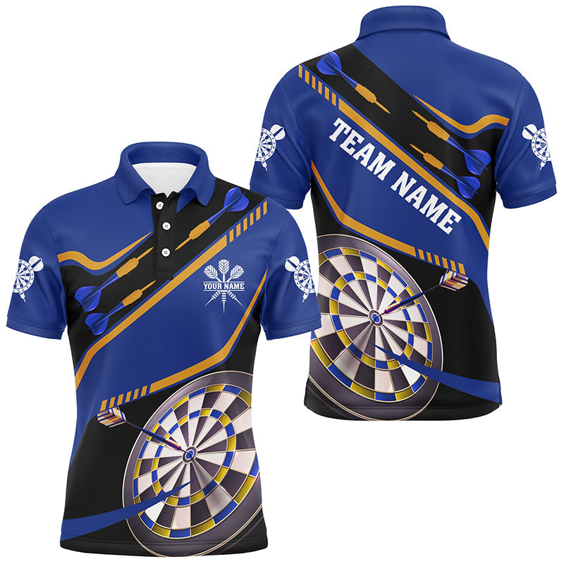 Individuelles blaues Dart-Turnier-Dart-Poloshirt für Herren, Darttrikot Team Dartbrett TDM2951