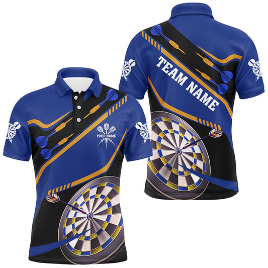 Individuelles blaues Dart-Turnier-Dart-Poloshirt für Herren, Darttrikot Team Dartbrett TDM2951