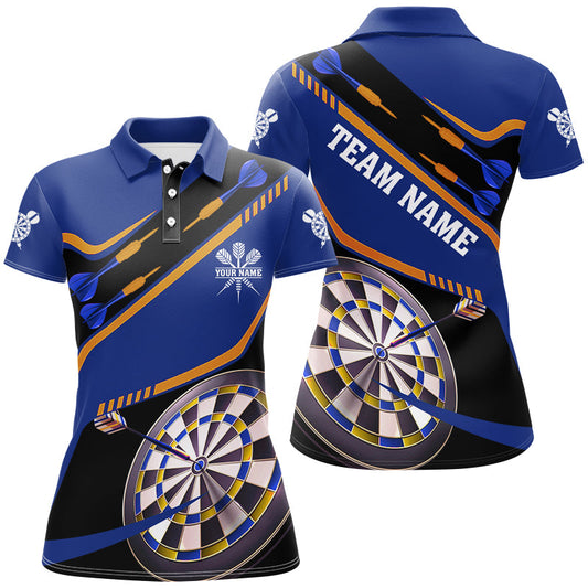 Individuelles Blaues Darts Turnier Dart Poloshirt für Damen, Dart Trikot Team Dartboard TDM2951