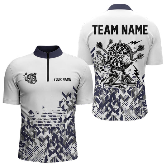 Individuelles Lustiges Dartboard Darts Viertelreißverschluss Herren Shirt, Lustiges Dart Trikot Team Shirt TDM3694
