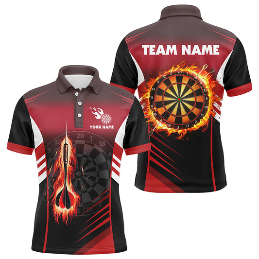 Individuelles Dart Feuer Pfeil Herren Dart Poloshirt, Rotes Flammen Dart Shirt Darttrikot TDM1406