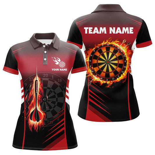 Individuelles Dart Feuer Pfeil Herren Dart Poloshirt, Rotes Flammen Dart Shirt Darttrikot TDM1406