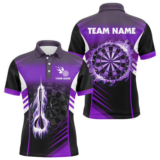 Individuelles Dart Feuer Pfeil Herren Lila Dart Poloshirt, Flammen Dart Shirt Darttrikot TDM1409
