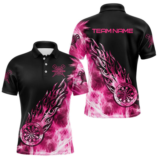 Individuelles Pink und Schwarzes Eisiges Licht Dart Poloshirt für Herren – Team Dart Trikots TDM3872