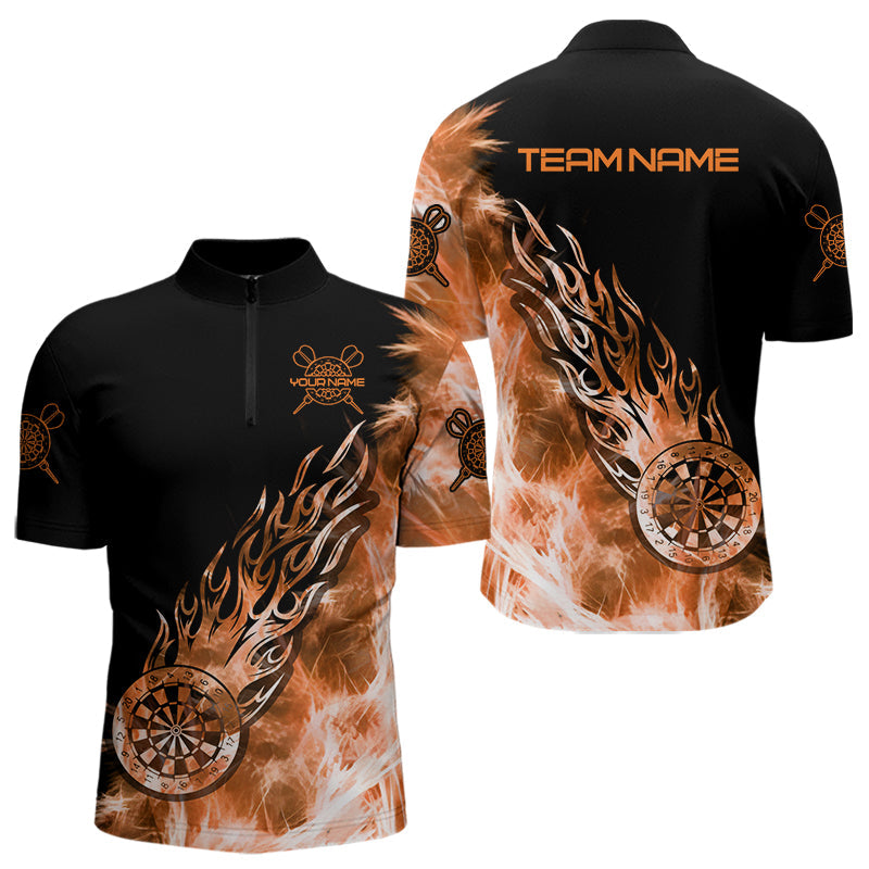 Orange-schwarze „Icy Light“-Dartshirts für Herren, Polo & 1/4-Zip, individuelle Darttrikots TDM3873
