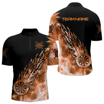 Orange-schwarze „Icy Light“-Dartshirts für Herren, Polo & 1/4-Zip, individuelle Darttrikots TDM3873
