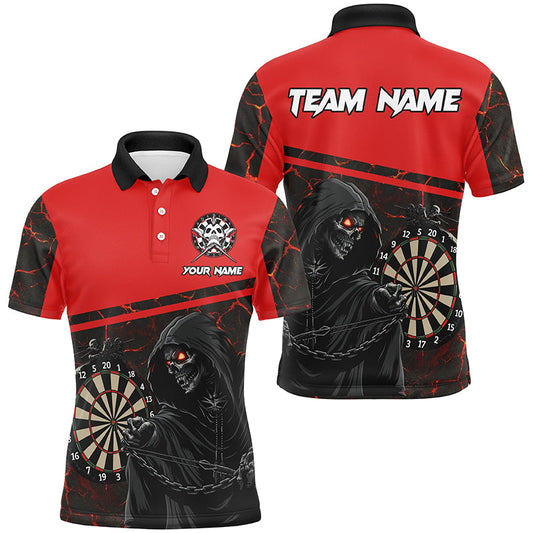 Individuelles Todes Skelett Rotes Dart Herren Poloshirt, Cooles Darttrikot TDM1983