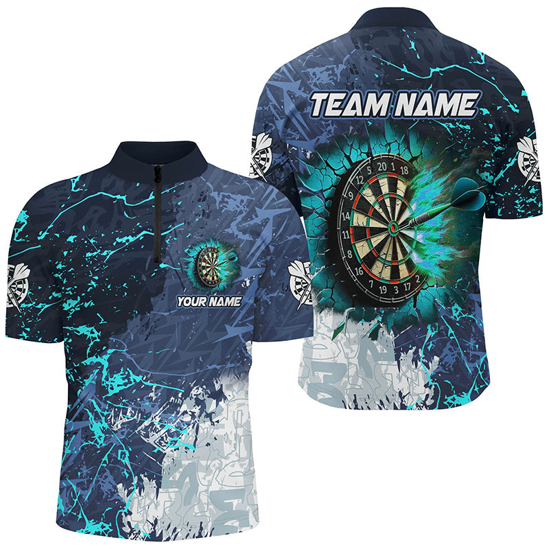 Individuelles Grunge Break Dartboard Herren Shirt mit Viertelreißverschluss, Dart Team Trikot TDM2189