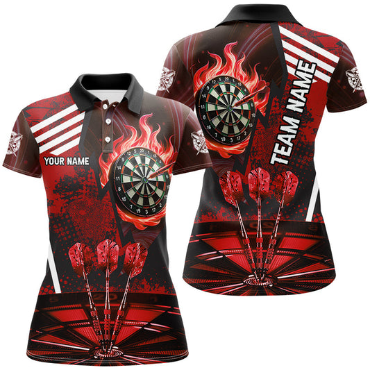 Individuelles Rotes Dartboard Feuerflamme Ziel Dart Poloshirt für Damen, Team Uniform TDM2701