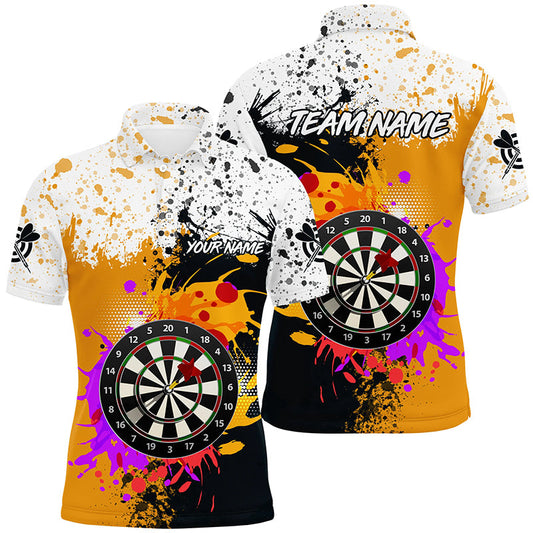 Individuelles Schwarzes Gelbes Dartboard Grunge Stil Herren Poloshirt, Dart Kleidung Trikot TDM1209