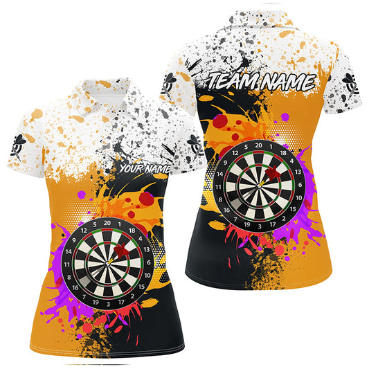 Individuelles Schwarzes Gelbes Dartboard Grunge Stil Herren Poloshirt, Dart Kleidung Trikot TDM1209