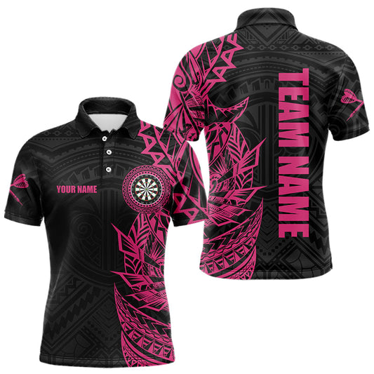 Individuelle pink-schwarze Tribal-Dart-Poloshirts für Herren, Darttrikots TDM3700