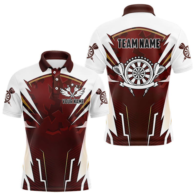 Weinrot-weiße Dart-Poloshirts für Herren, individuelle Team-Darttrikots TDM3701