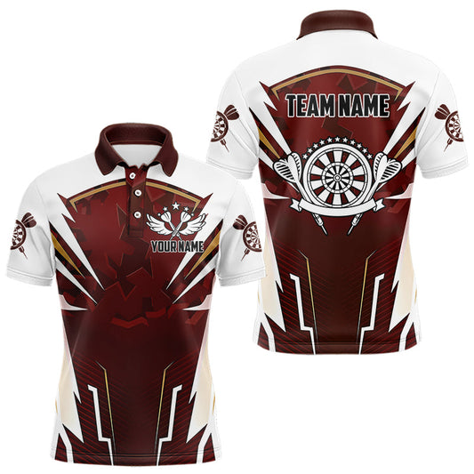 Weinrot-weiße Dart-Poloshirts für Herren, individuelle Team-Darttrikots TDM3701