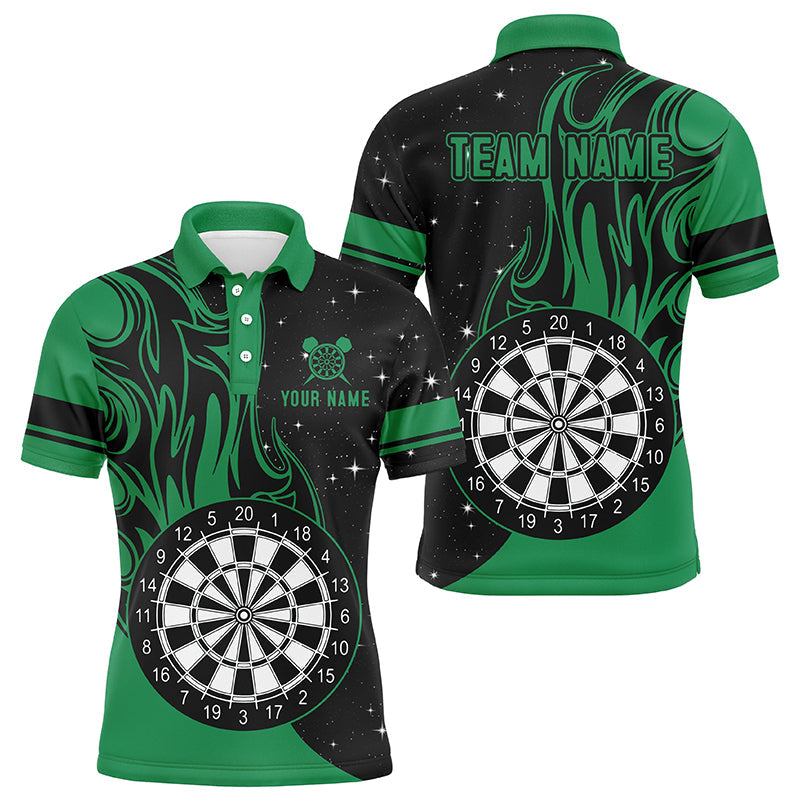 Individuelles Grünes Dart Feuer Poloshirt Für Herren, Darttrikot Team Uniform TDM1417