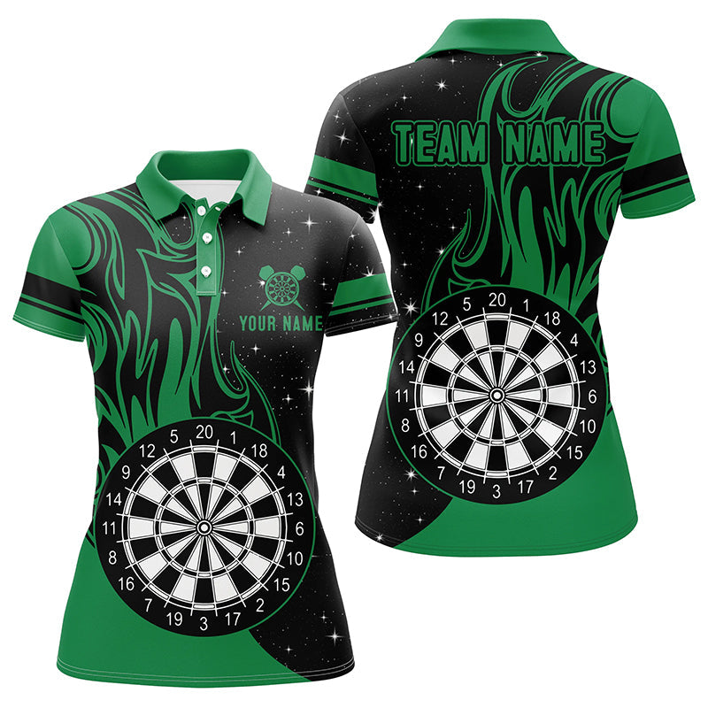 Individuelles Grünes Dart Feuer Poloshirt Für Herren, Darttrikot Team Uniform TDM1417