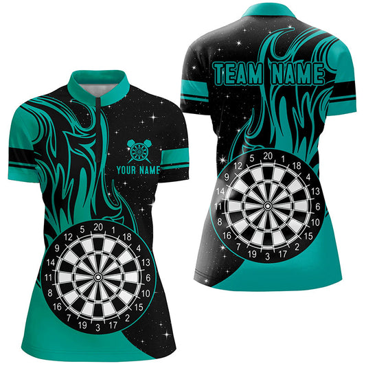 Individuelles türkises Dart Fire Quarter Zip Shirt für Damen, Dart Teamtrikot TDM1418