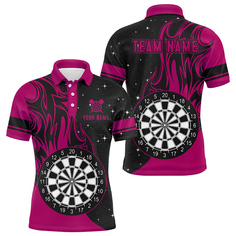 Individuelles Pinkes Dart Feuer Poloshirt Für Herren, Dart Turnier Shirt Team Uniform TDM1419