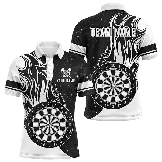 Individuelles Weißes Dart Feuer Poloshirt Für Herren, Darttrikot Team Uniform TDM1420