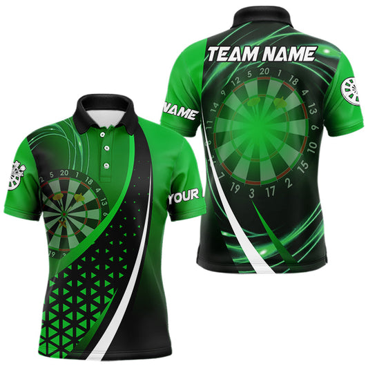Schwarz Grün Lichter Dart Polo, 1/4 Reißverschluss Maßgeschneidertes Dartshirt Für Herren Darttrikot TDM3546