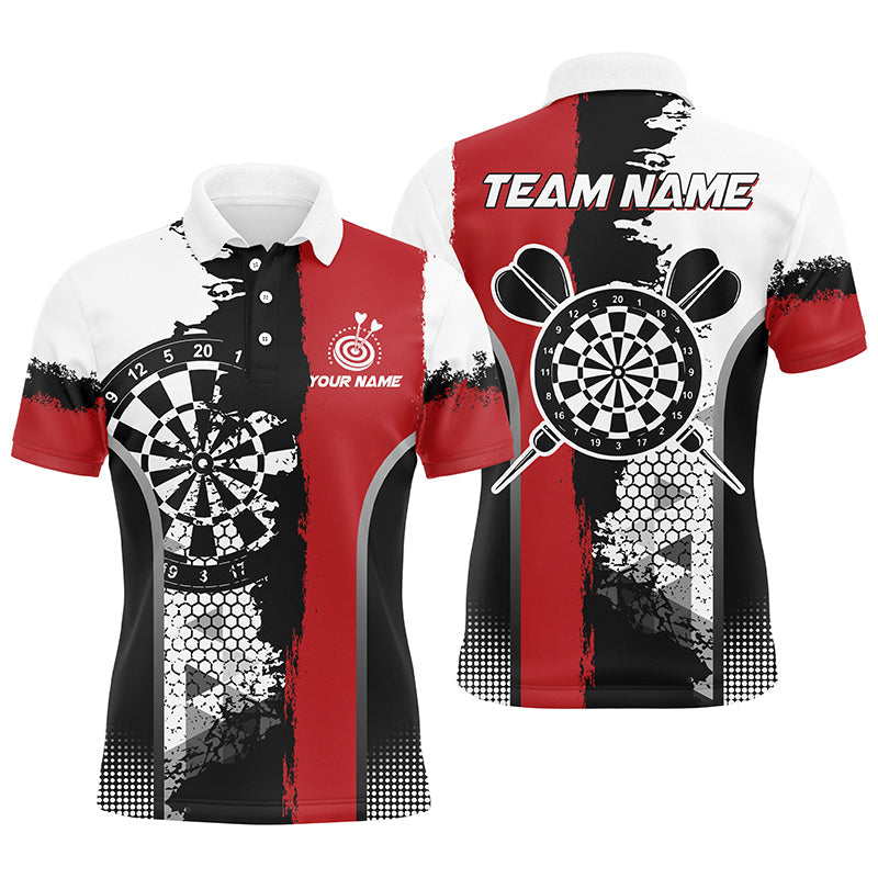 Individuelles Schwarzes Rotes Grunge Stil Herren Poloshirt, Dart Team Trikot TDM1215