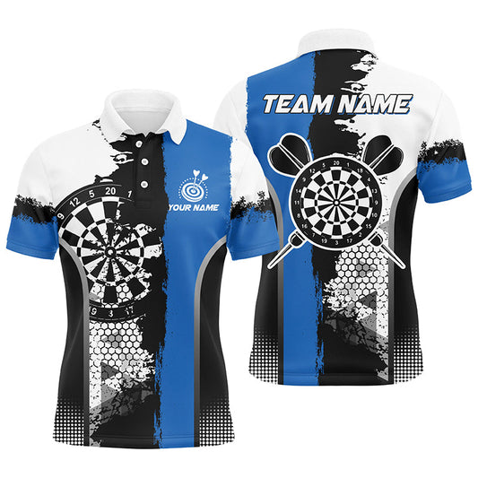 Individuelles Schwarzes Blaues Grunge Stil Herren Poloshirt, Dart Team Trikot TDM1216