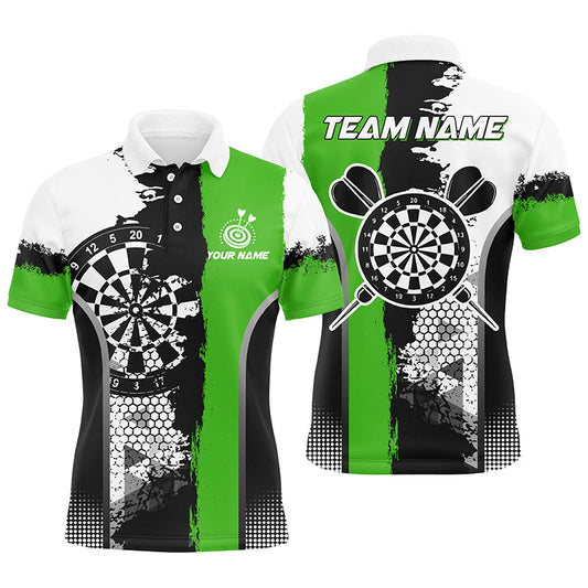 Individuelles Schwarzes Grünes Grunge Stil Herren Poloshirt, Dart Team Trikot TDM1217